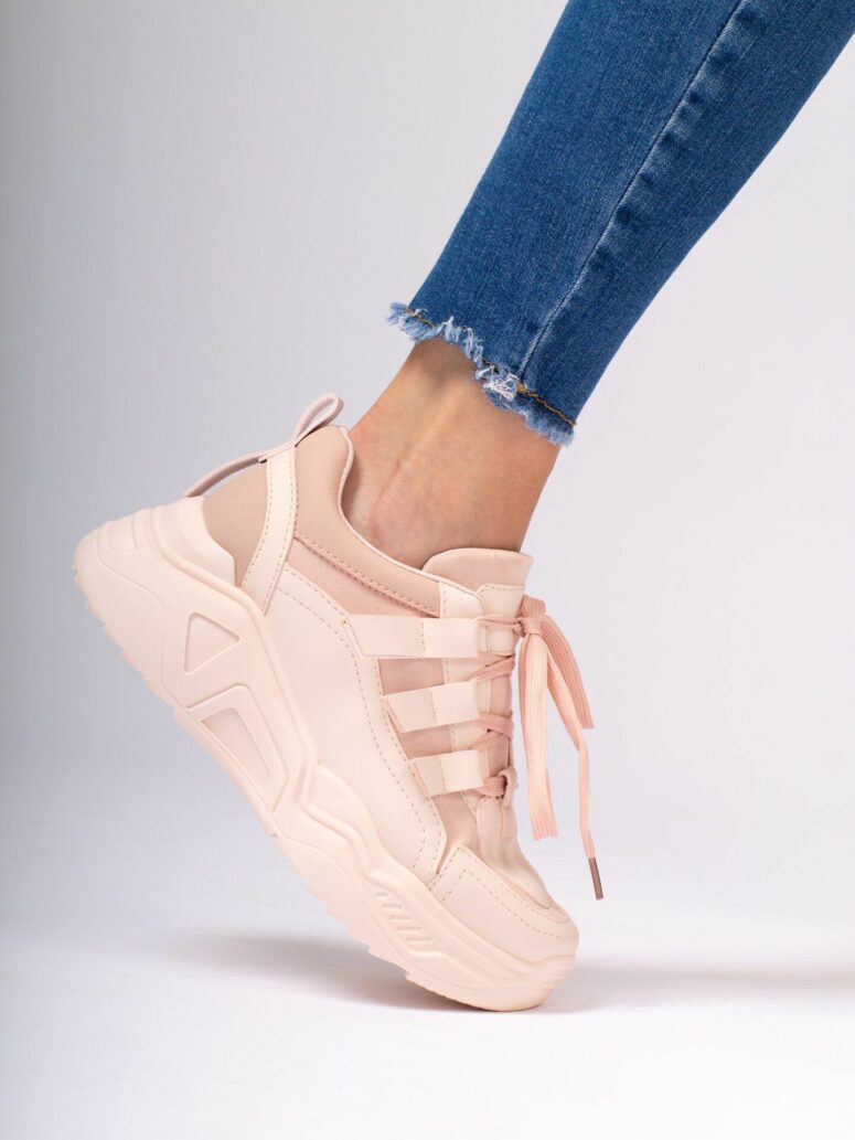 Rosa Sneaker mit Plateausohle