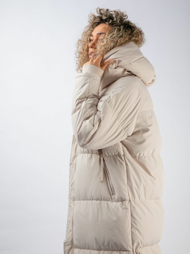 Langer Parker Beige seitenansicht